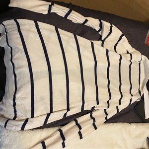 White & navy blue striped cardigan